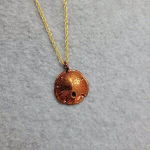 Copper Tone Sand Dollar Necklace Natures Jewelry‎ Gold Tone Chain Beachy